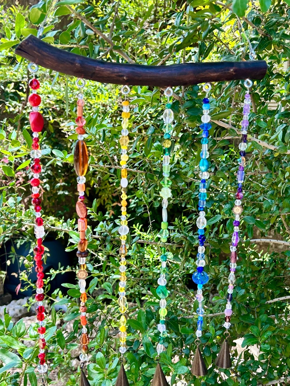 Handmade Multicolor Beaded Crystal Suncatcher Wind Chime Mobile- Rainbow